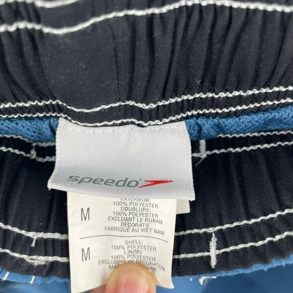 Speedo Marina Volley Shorts Men's Sz M Blue Drawstring Elastic Waist Lined - Picture 10 of 11